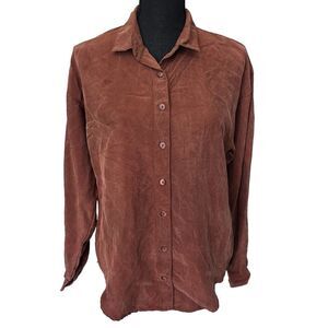 Vintage Alexander Campbell Women's Size 10 Brown Long Sleeve Button‎ Down
